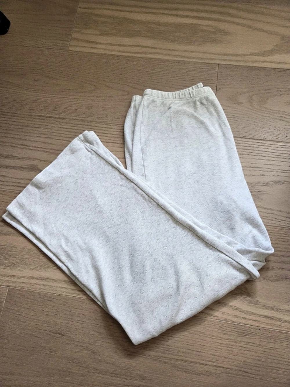 Brandy Melville Keira Heart Eyelet Pajama Pants in White